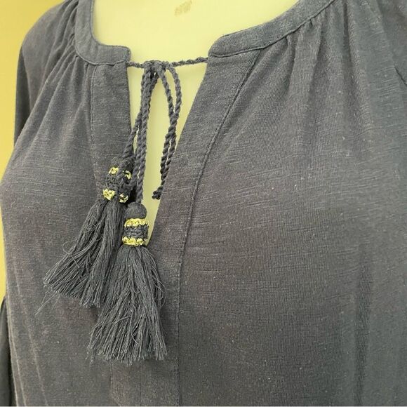 Lilly Pulitzer Navy Blue Del Lago Tunic Flare Sleeve Shift Dress Tasseled sz M - Picture 6 of 11